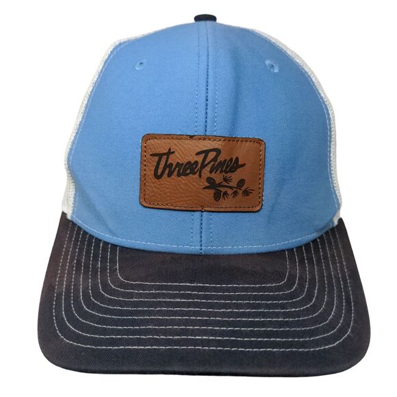 Three Pines Snapback Mesh Back Trucker Hat Multi One Size Leather Patch - Picture 1 of 9